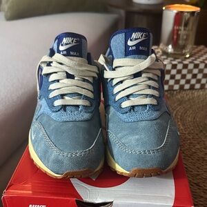 Nike Blue Suede and Denim Air Max with Cream Laces